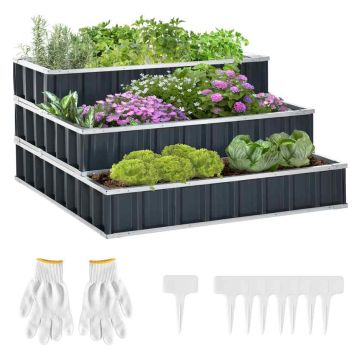 Поднятая грядка Outsunny 118x118x62см, темно-серого/серебристого цвета