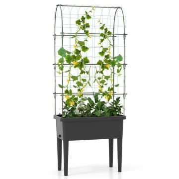 Raised bed with U-shaped trellis, 30 × 14.5 × 74.5 inches