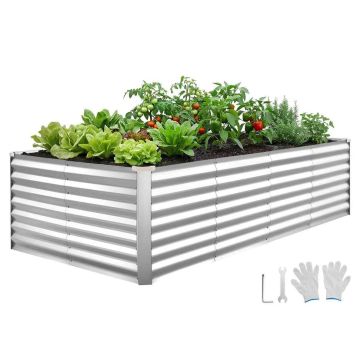 Paaugstināta dobe VEVOR YJ-ZZC002, bez dibena, Sudraba, 240 × 62 × 120 cm