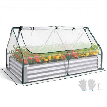 Paaugstināta dobe VEVOR YJ-ZZC016, ar pārsegu, Sudraba, 180 × 90 × 30 cm