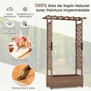 Raised planter box, roof and 2 side grilles, 110 × 44 × 182 cm