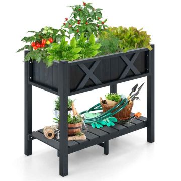 Raised Planting Bed, Trellis Shelf, 86.36 × 45.72 × 73.66 cm