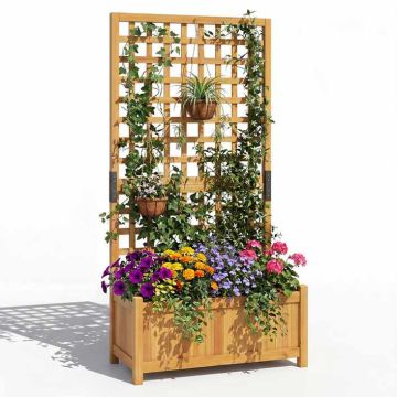 Raised planter, With grid, Orange, 76 × 32 × 143 cm