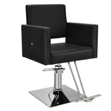 Padded barber chair with 360° rotation, black, adjustable height 95–110 cm, 150 kg