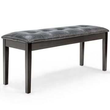Padded wooden bench, 2 seats, gray