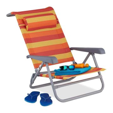 Pludmales krēsls Relaxdays, Saliekams, 8 pozīcijas