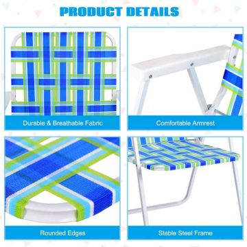 Beach chairs, 6 pcs, blue and white, 57 × 56 × 80 cm