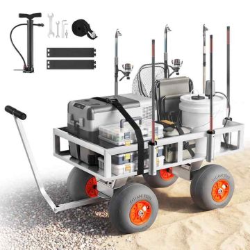 Пляжная рыболовная тележка VEVOR 30013-SIS, 6 держателей удилищ, 112 × 65 × 20 см