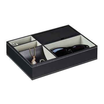 Футляр для украшений Relaxdays, 4 открытых и 1 отделение с крышкой, 25,5 × 5 × 18,5 см