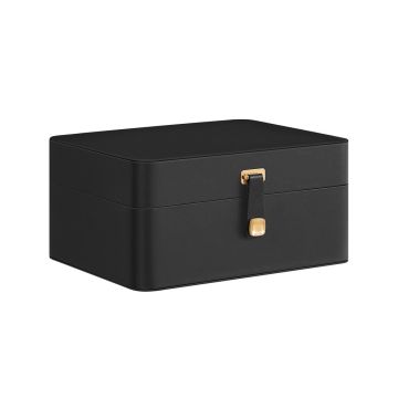 SONGMICS 2-tier jewelry box with mirror, black, 22 × 11 × 17.6 cm