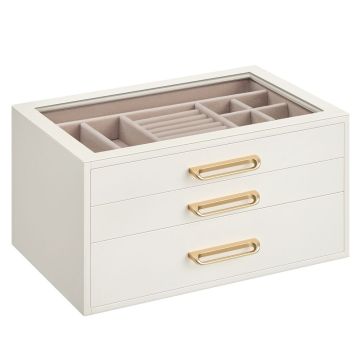 Jewelry box SONGMICS JBC206WD01, 3 levels, 3 drawers, 16 × 24 × 12.5 cm
