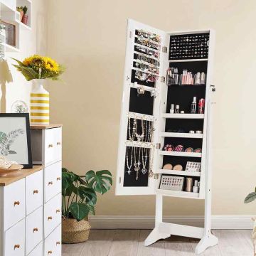 Jewelry cabinet, 3 mirror positions, Brown/white, 41 × 156 × 36 cm