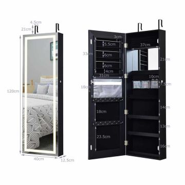 Jewelry cabinet, 6 shelves, 48 ​​holes for earrings, 40 × 120 × 12.5 cm