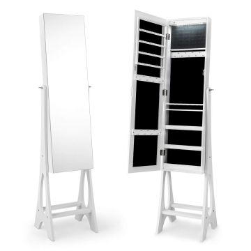 Rotaslietu skapītis, Ar LED apgaismojumu, 23 āķīšiem un 3 plauktiem, Balts, 36,8 × 154,9 × 34,3 cm