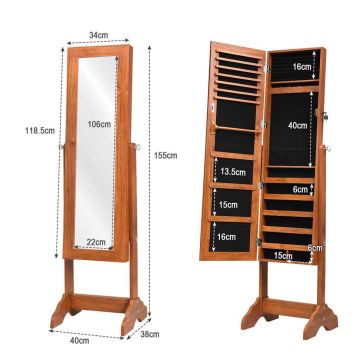 Jewelry cabinet, lockable, 40.64 × 38.1 × 154.94 cm