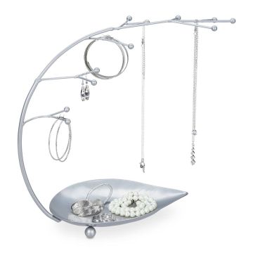 Rotaslietu statīvs Relaxdays 10035794, 12 zari, Sudraba, 34 × 29 × 15,5 cm