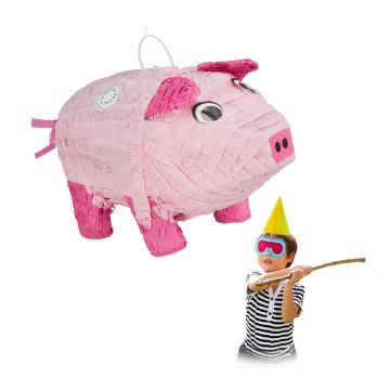 Cūciņas formas piñata Relaxdays, 1 gab, Rozā, 20 × 25 × 43 cm