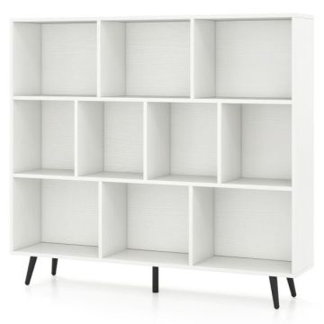 Brīvi stāvošs grāmatu plaukts, 10 nodalījumi, 120 × 107 × 24 cm