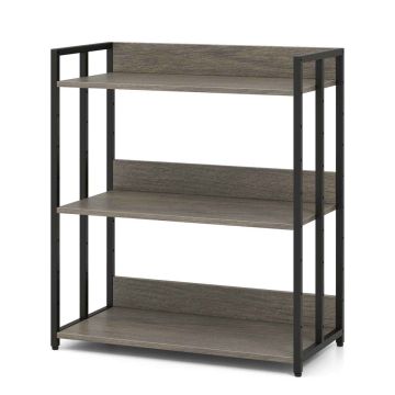 Freestanding bookshelf, 3-tier, adjustable shelves, Grey/brown, 70 × 81 × 35 cm
