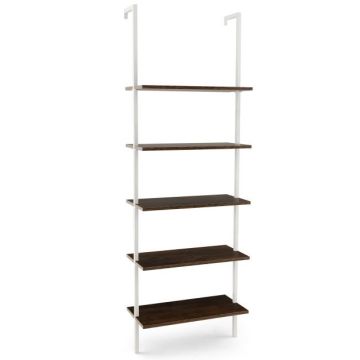 Freestanding shelf, 5 shelves, White/Gold, 60 × 180 × 30 cm