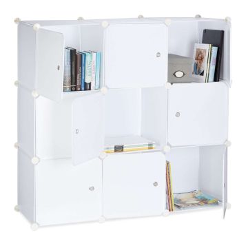 Напольная система стеллажей Relaxdays, 3 × 3, 9 отделений, Белый, 95,5 × 95,5 × 32 см