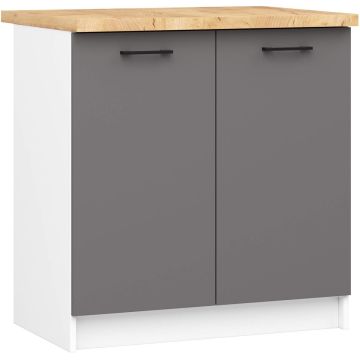 Напольный кухонный шкаф OLIWIA S80, 2 дверцы, белый/серый, 80 × 85 × 46 см