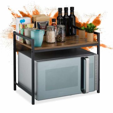 Uz galda novietojams virtuves plaukts Relaxdays, 2 plaukti, Melns, 53 × 44,5 × 35 cm