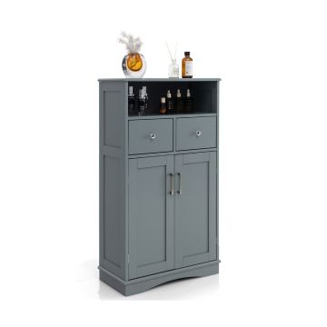 Bathroom cabinet, 2 drawers, 2 adjustable shelves, White/grey, 60 × 108 × 30 cm