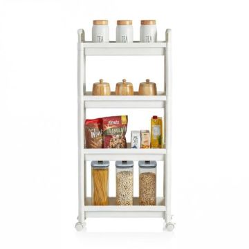 Stand-alone shelving trolley, 4 shelves, White, 54 × 18.5 × 103 cm