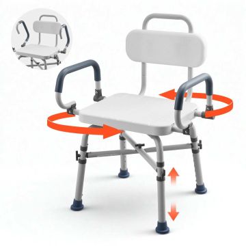 Grozāms dušas krēsls VEVOR FBL650508, Ar roku balstiem un atzveltni, 555 × 875 × 520 mm