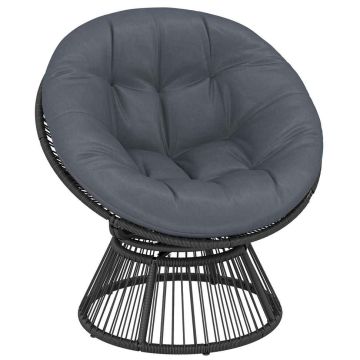 Rotējošs “Papasan” krēsls, ar spilvenu, Pelēks, 93 × 87 × 81 cm