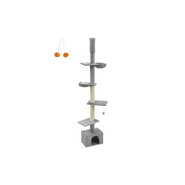 Когтеточка для кошек 45x30x291 см, серо-бежевого цвета