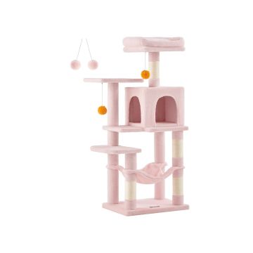 Когтеточка для кошек 45x35x112 см, черно-розовая