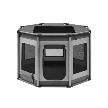 Манеж для собак 112x112x76 см., серый/черный