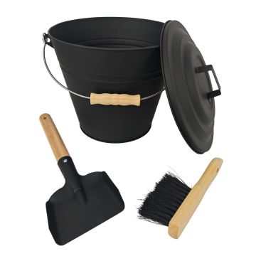 Pelnu tvertne Relaxdays 10052571_671, 10 l ar lāpstiņu un birsti, Melna, 31 × 25,5 × 20 cm