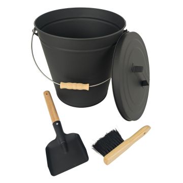 Pelnu tvertne Relaxdays 10052571_674, 20 l ar lāpstiņu un birsti, Melna, 33 × 33 × 25 cm