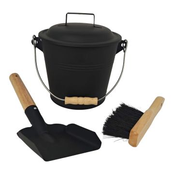 Pelnu tvertne Relaxdays 10052571_8378, 4,5 l ar lāpstiņu un birsti, Melna, 22 × 19 × 16,5 cm