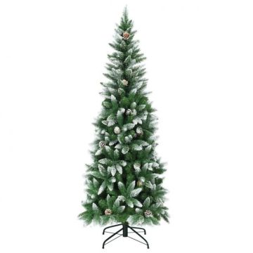 Pencil-shaped Christmas tree, 29 pine cone decorations