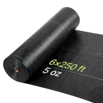 Nezāļu bloķējošais audums VEVOR 6 * 250FT168, Melna, 1,8 × 76,2 m