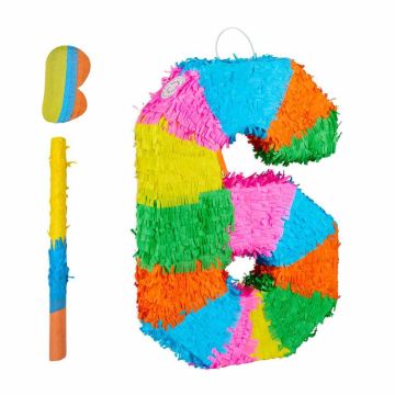 Piñata Relaxdays, skaitlis 6, 35,5 × 50,5 × 7,5 cm
