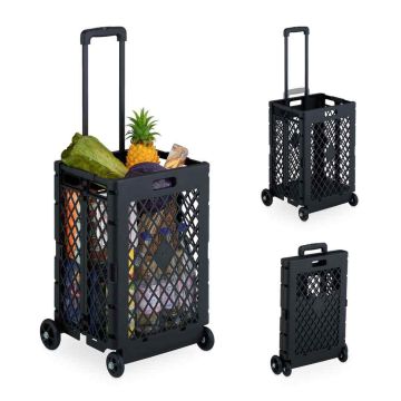 Iepirkumu ratiņi Relaxdays, 40 l, Melna, 99 × 43,5 × 38 cm