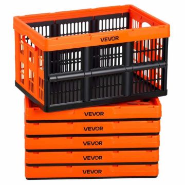 Пластиковые ящики для хранения VEVOR, 6 шт., 45 л, оранжевые и чёрные, 525 × 355 × 295 мм