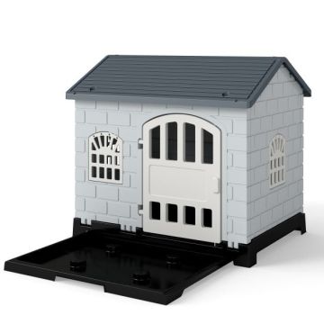 Plastic dog house, 3 windows, 75 × 65 × 58 cm
