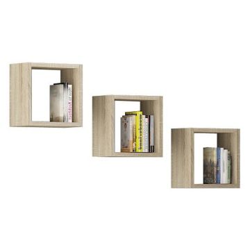 3 plauktu komplekts NORE K 25x25cm, ozolkoka krāsā