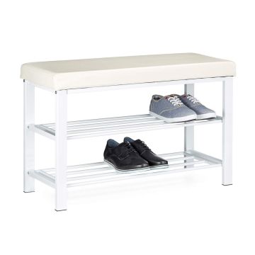 Скамья для обуви Relaxdays, 2 полки, белая, 81 × 49 × 31 см
