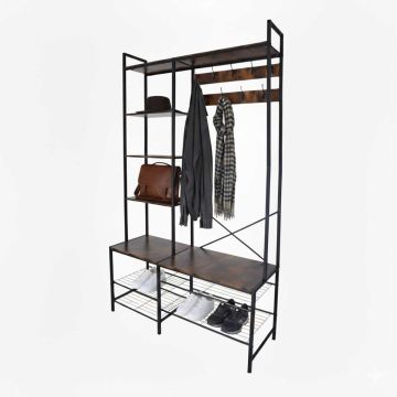 Priekšnama pakaramais ar apavu soliņu Relaxdays 10051418, 9 āķi, 4 apavu plaukti un 5 plaukti, 120 × 190 × 40 cm