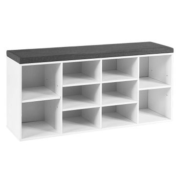 Entrance bench, 6 holes, White, 104.14 × 48.26 × 30.48 cm