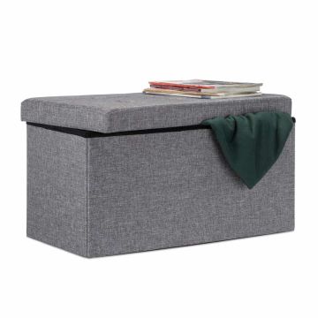Скамья для прихожей Relaxdays, С ящиком для хранения, Серая, 76 × 38 × 38 см