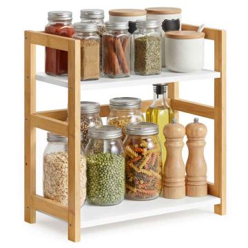 SONGMICS spice rack, 2-tier, Beige/white, 41 × 41 × 18.6 cm