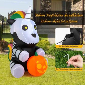 Inflatable Halloween decoration - unicorn with pumpkin, 100 × 130 × 150 cm